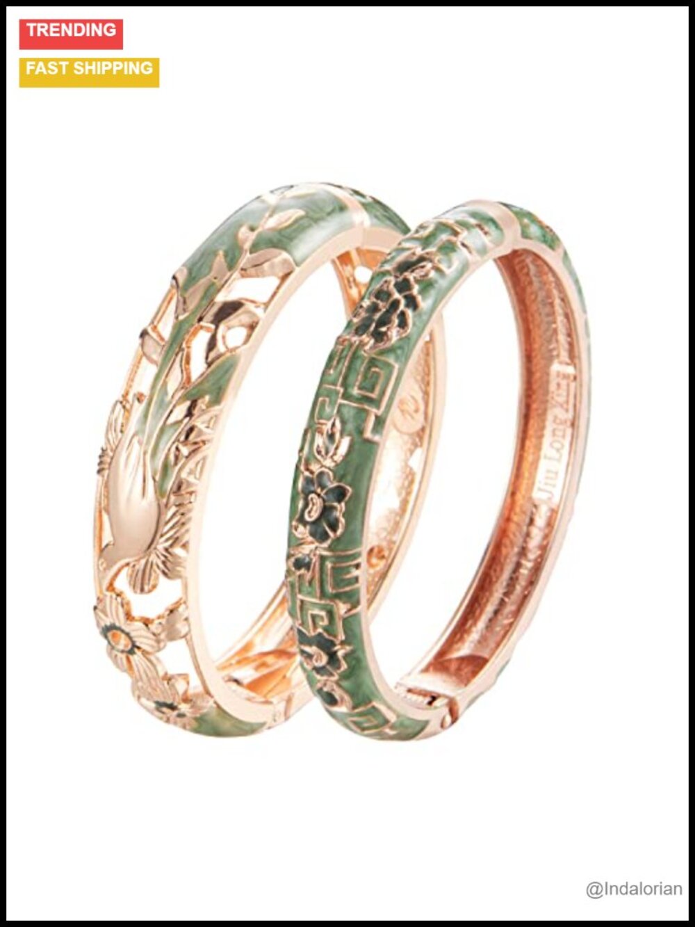Handcrafted Alloy and Crystal Bangle Bracelet with Enamel Bird Floral Design,